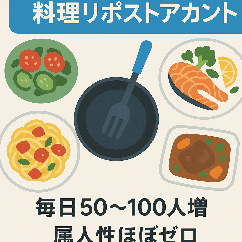 【12万フォロワー/属人性小/料理系リポストアカウント】収益化済み