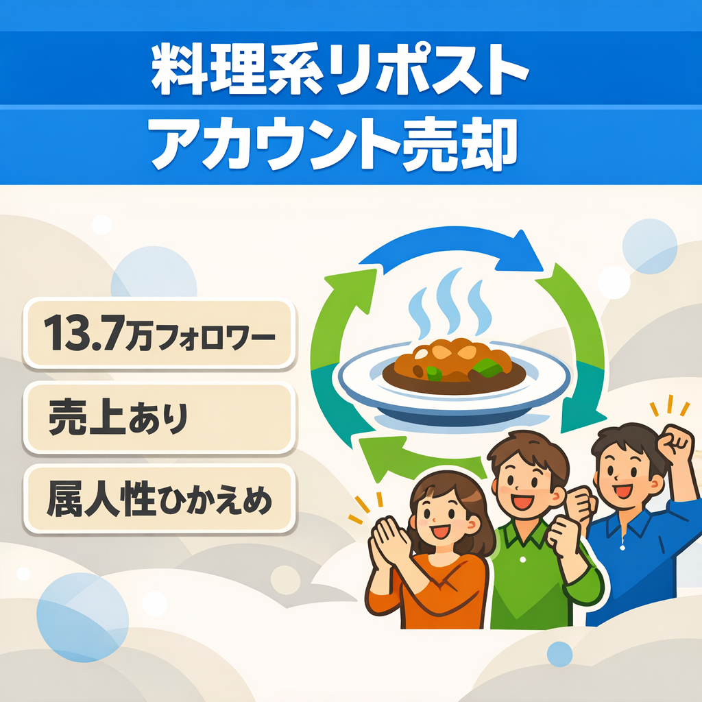 【13.7万フォロワー/属人性小/料理系リポストアカウント】売上あり