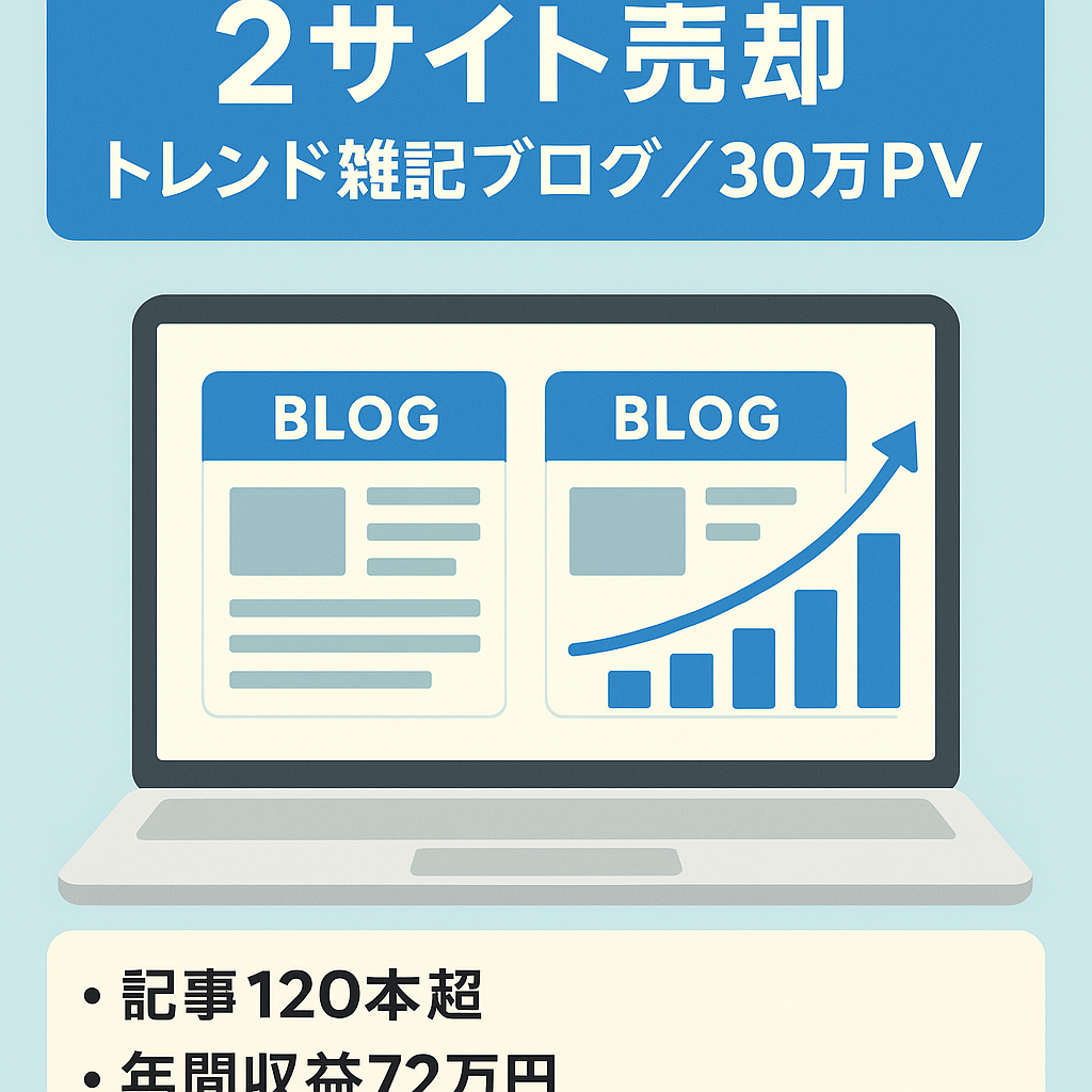 2サイト売却【2024年利益174641円・最高30万PV】トレンド雑記ブログ