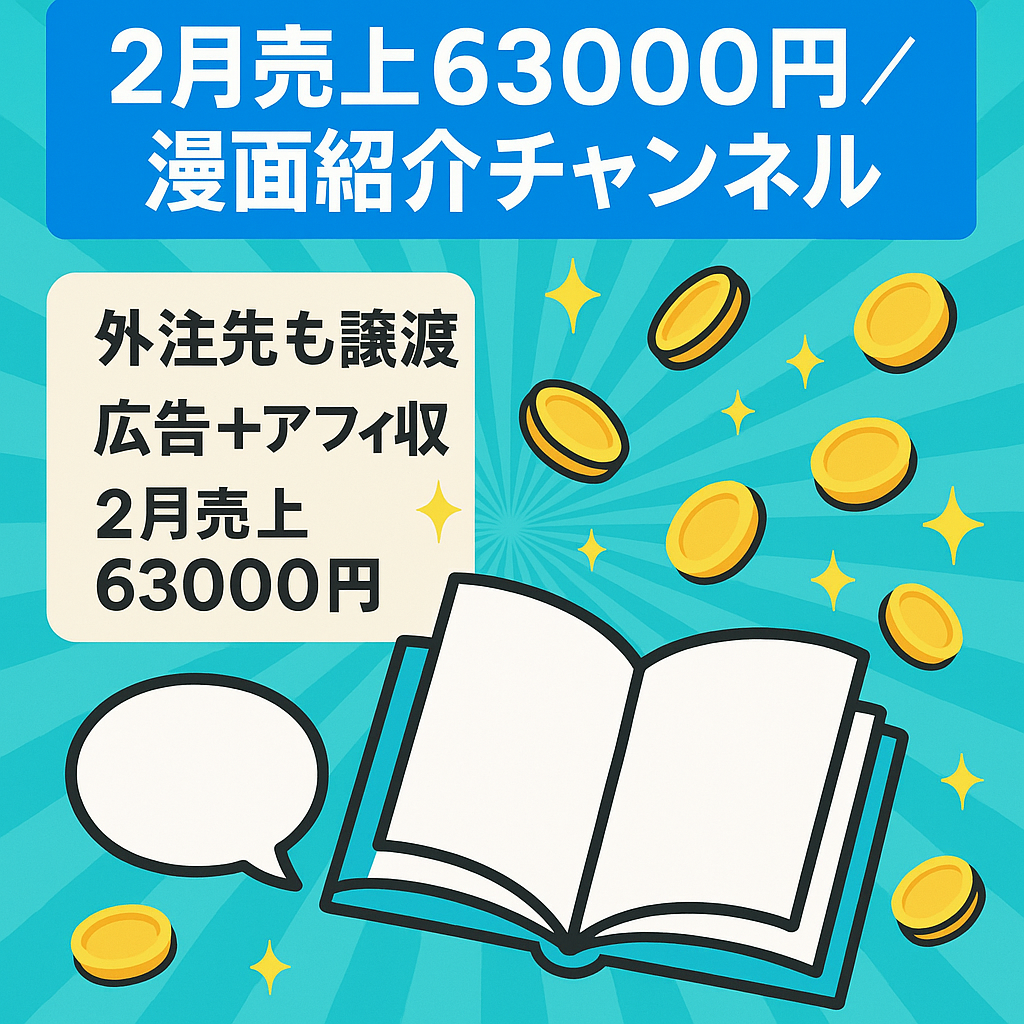 【2月売上63000円】アフィリエイト×広告収益で稼げるゆっくり漫画紹介系チャンネル