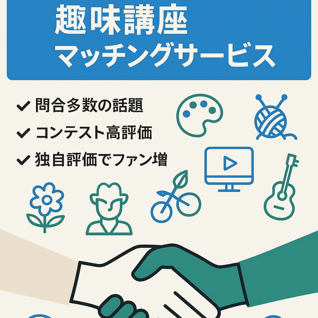 エスクロー決済搭載のシェアリングエコノミーサービス 趣味講座マッチングサービス、ランディングページセット