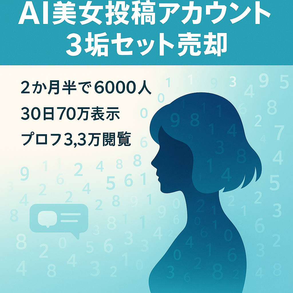 【開始2ヶ月半で計6,000フォロワー】オリジナルAI美女投稿アカウント【30日間で70万インプレッション】