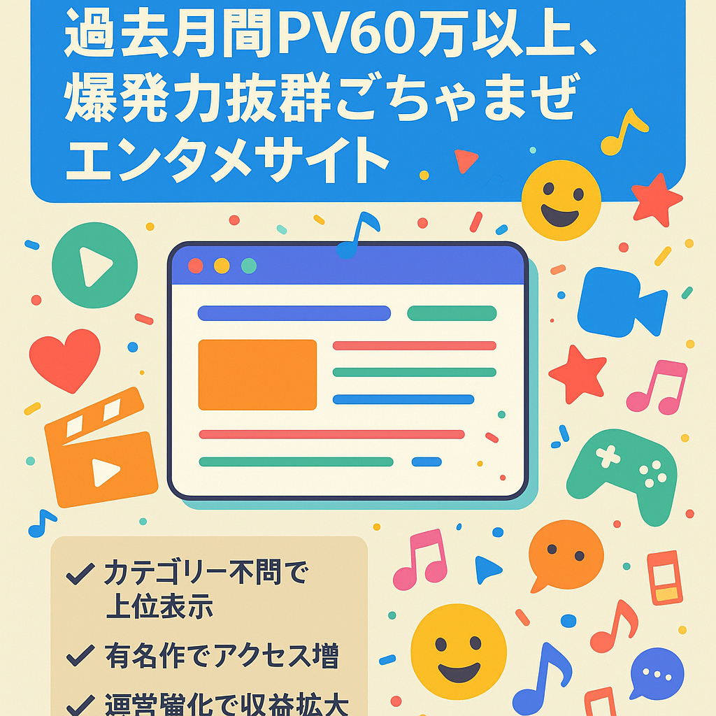 過去月間PV60万以上、爆発力抜群ごちゃまぜエンタメサイト
