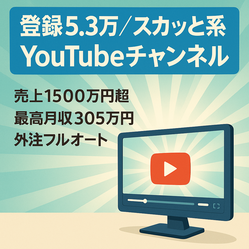 【登録者5万3200人】Youtubeスカッと系チャンネル【2021年売上1500万円】【最高月収305万円】※1年以上の運営経験がある専属ディレクターあり