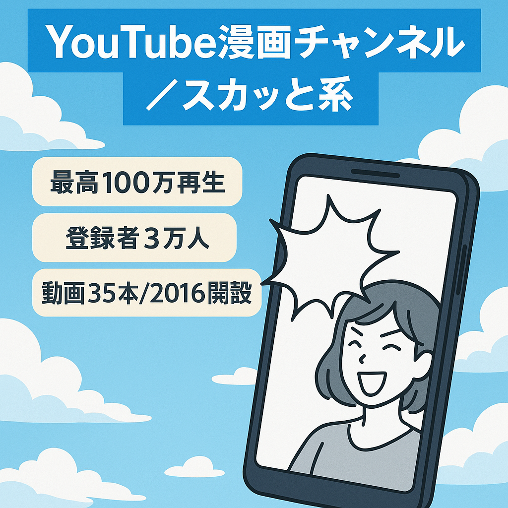 YouTube漫画チャンネル（スカッと系） 登録者30000人 最高100万再生有