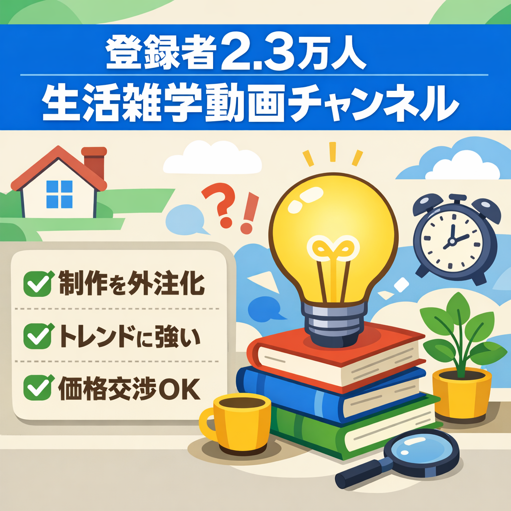 【登録者2.3万人】幅広い世代に人気の生活に関する雑学チャンネル【値段交渉歓迎】