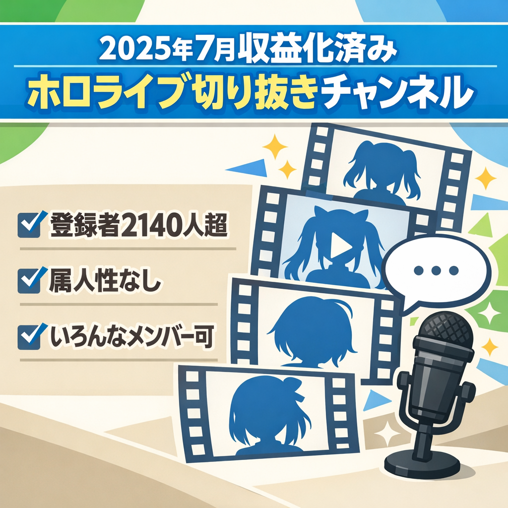 【2025年7月に収益化済み/登録者2140人超/価格交渉歓迎！】 ホロライブ切り抜きチャンネル