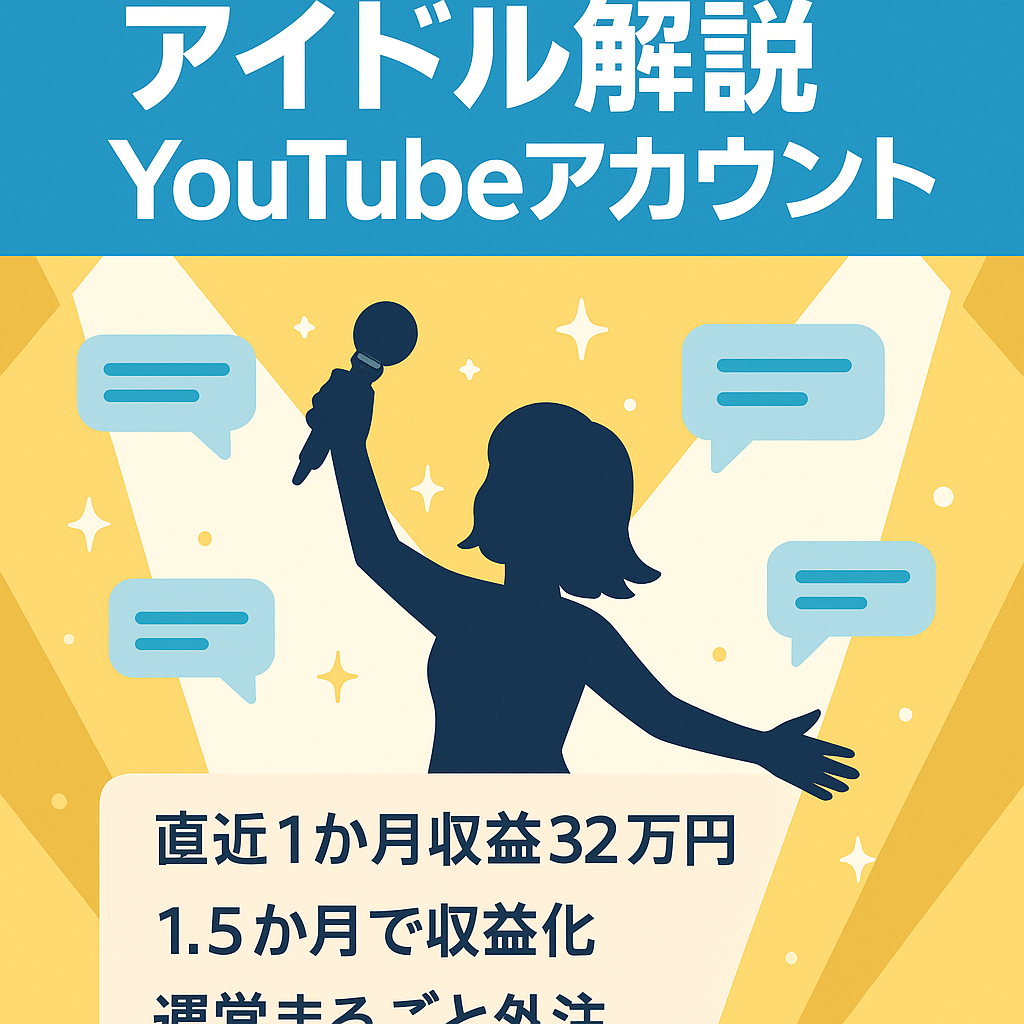 【YouTube】1か月で収益化・過去1か月の収益32万円・急成長中のアイドル解説アカウント