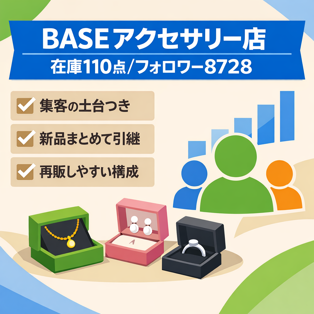 新品アクセサリー在庫110点＋フォロワー8,728人のBASEショップ譲渡