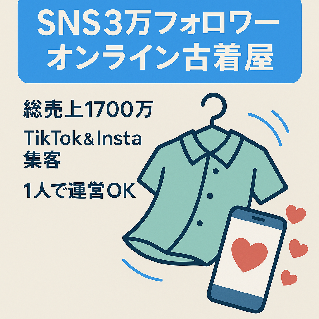 SNSフォロワー約3万人　オンライン古着屋　総売上1700万　BASEレビュー300件以上