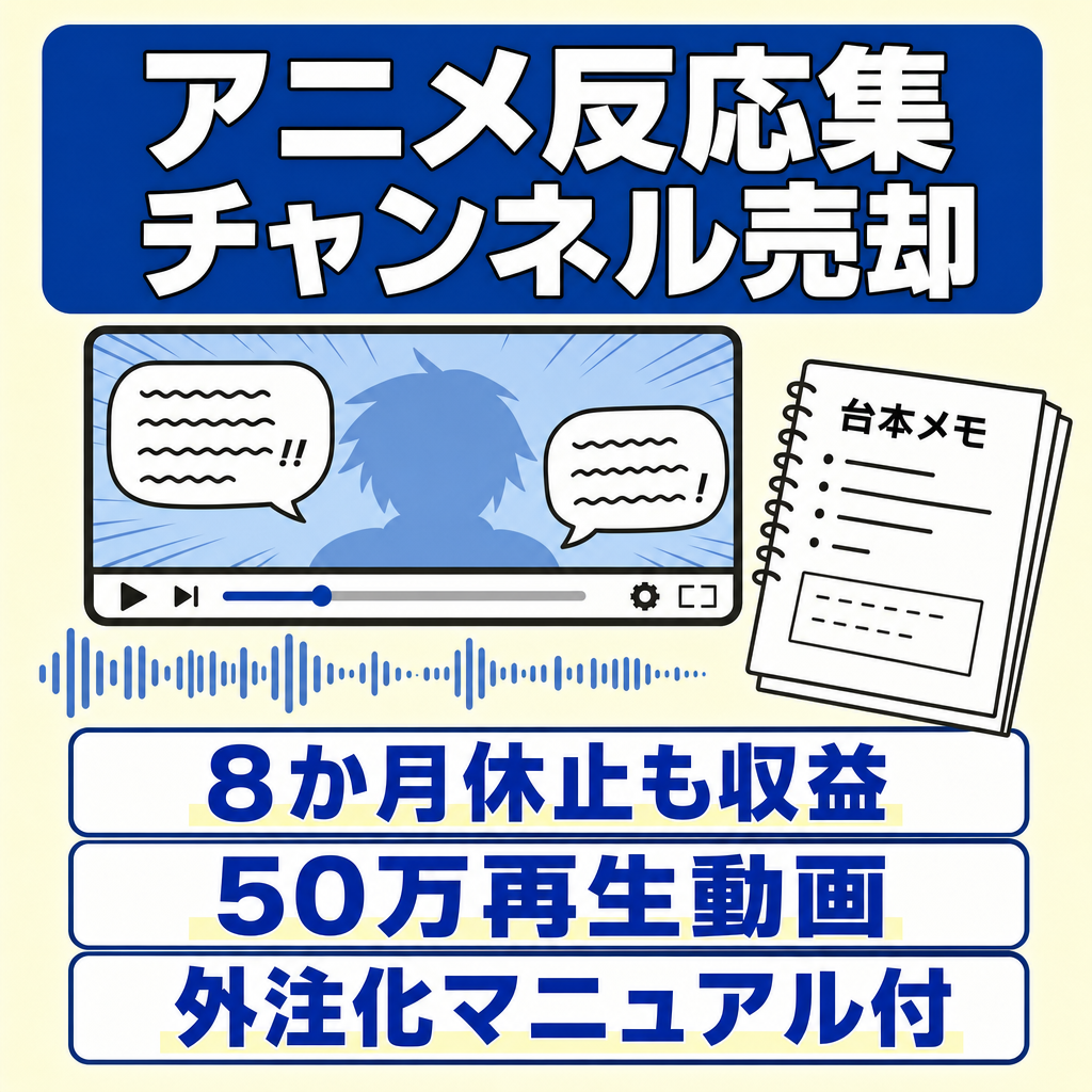 アニメ反応集チャンネル｜収益化済み｜即外注化マニュアル付