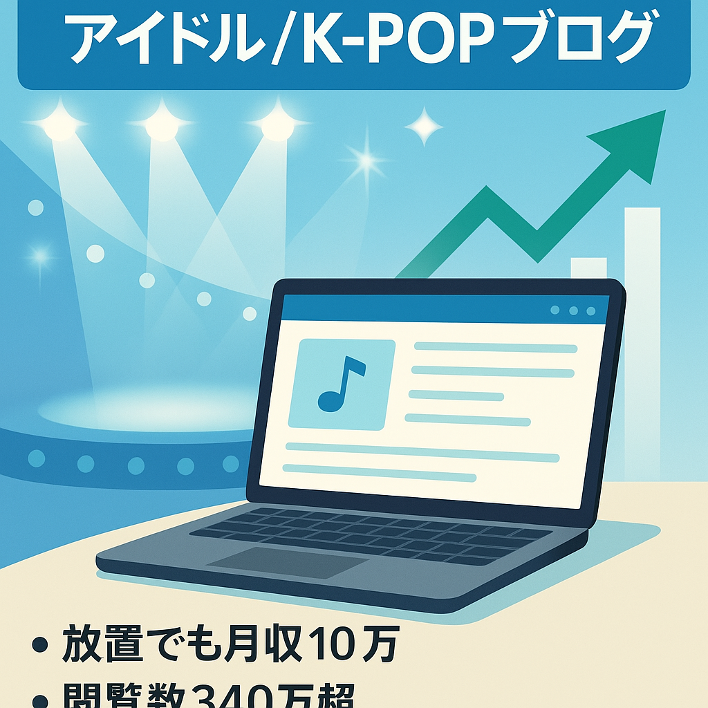 【最高月収115万円】アイドル・K-POP・俳優等の記事で上位表示多数！安定収益のエンタメブログ