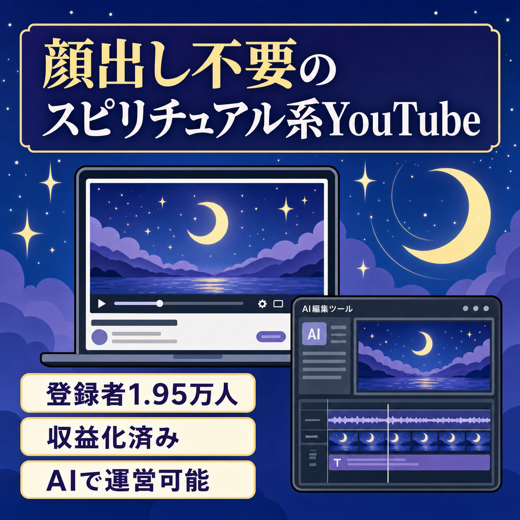 【登録者1.95万人・収益化済み】顔出し不要／制作フロー引継ぎ可能なスピリチュアル系YouTube