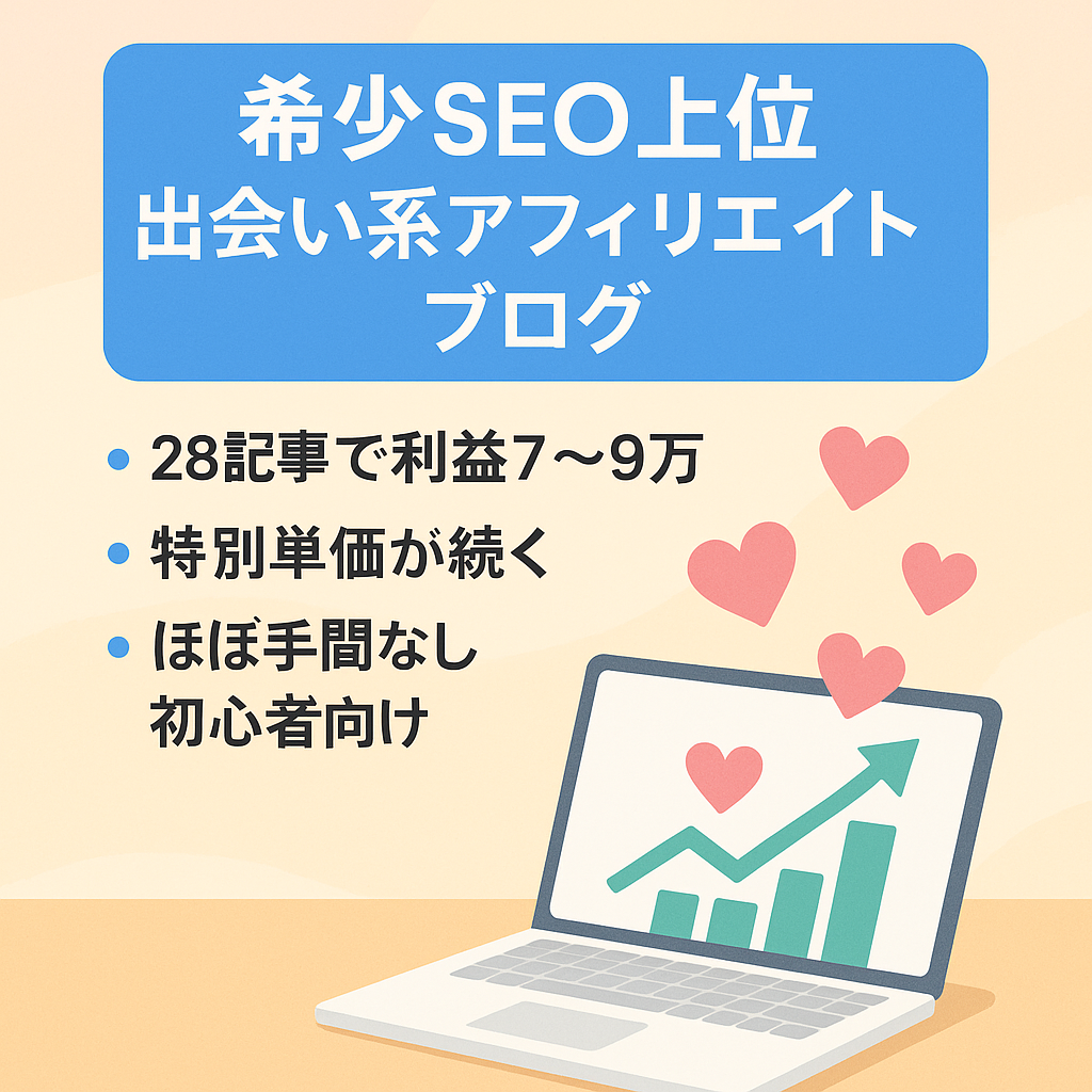 【マッチングアフィリエイト】希少なSEO上位のブランディングされた出会い系アフィリエイトブログ【優良ブログ】