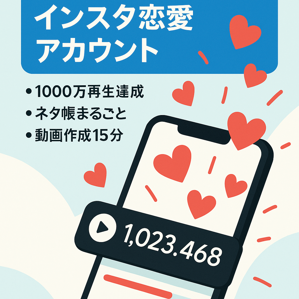 【早い者勝ち最良案件】初月利益7万・インスタ恋愛垢・濃い男性フォロワー多数