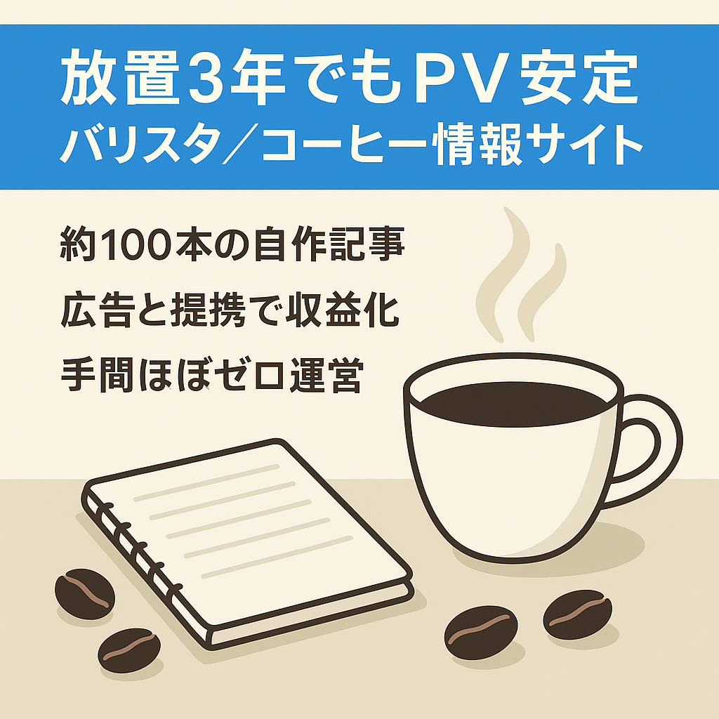 【完全放置状態3年目でもPV安定】バリスタ、コーヒーに関する情報サイト