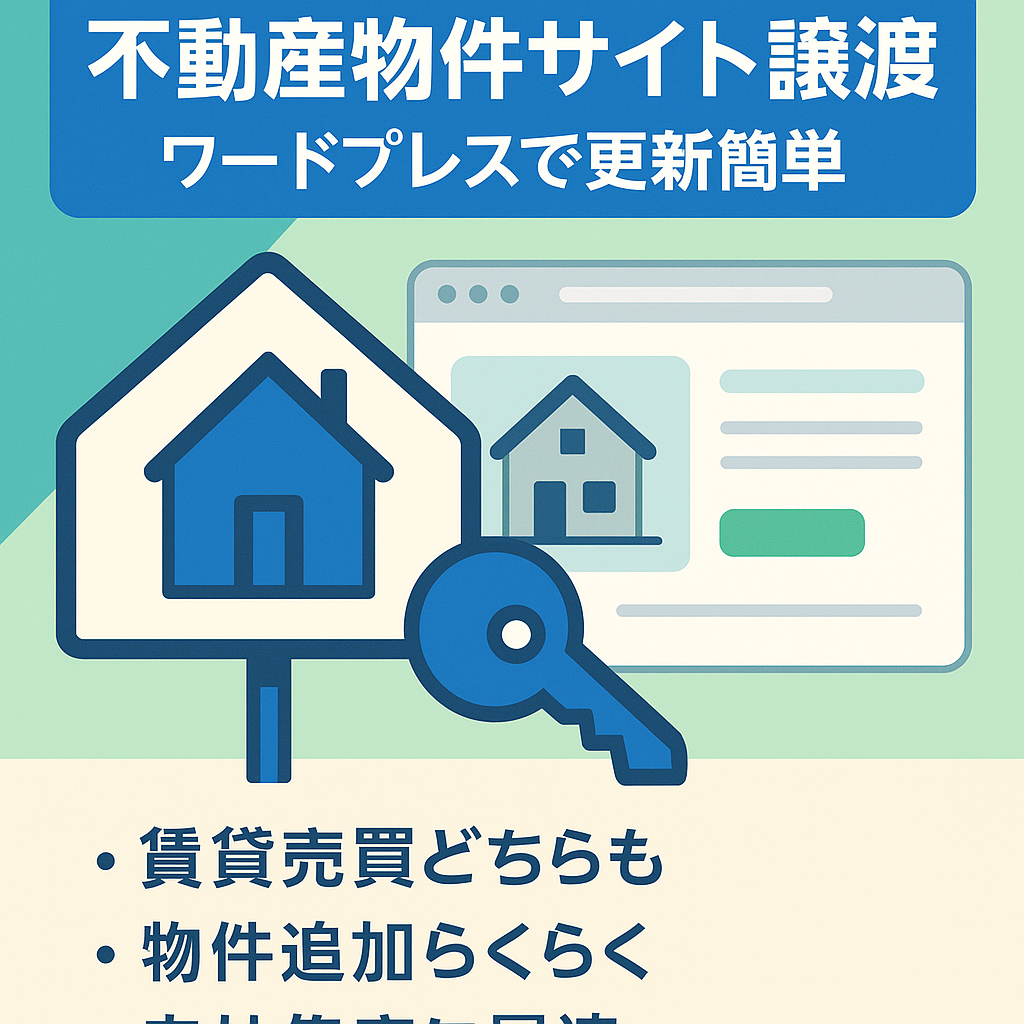 【不動産業者向け】ワードプレスで簡単に更新！物件サイト譲渡します