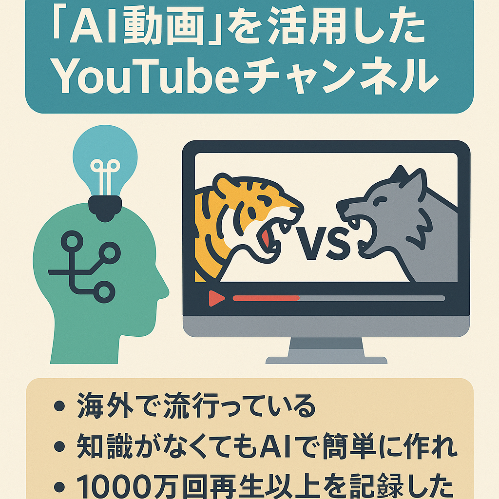 AI動画を活用したYoutubeチャンネルとなっています。ショート動画がメインで動物vs動物の動画作成を行っていましたが、仕事との両立が厳しくなったため売却いたします。