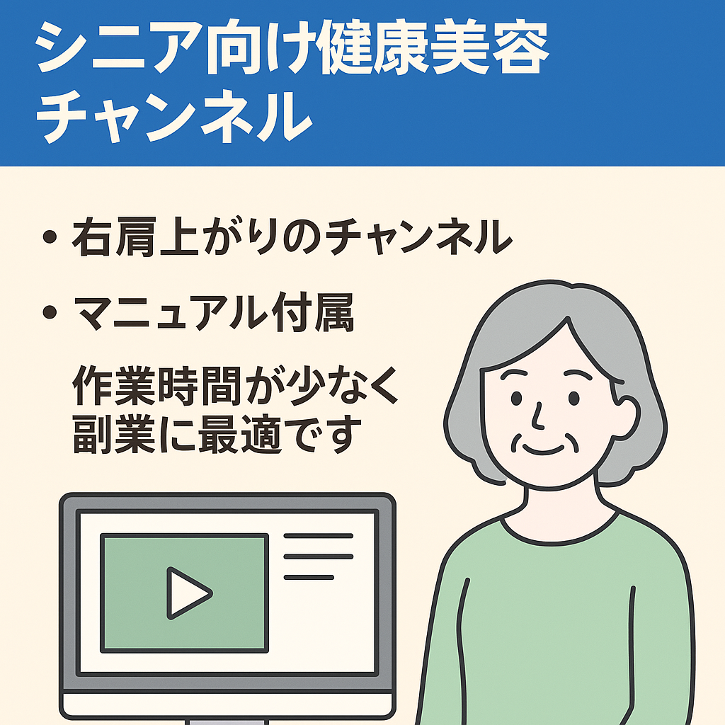 【単価1円以上有り】登録者４万人以上のシニア向け健康美容チャンネル【顔出し不要/属人性なし】