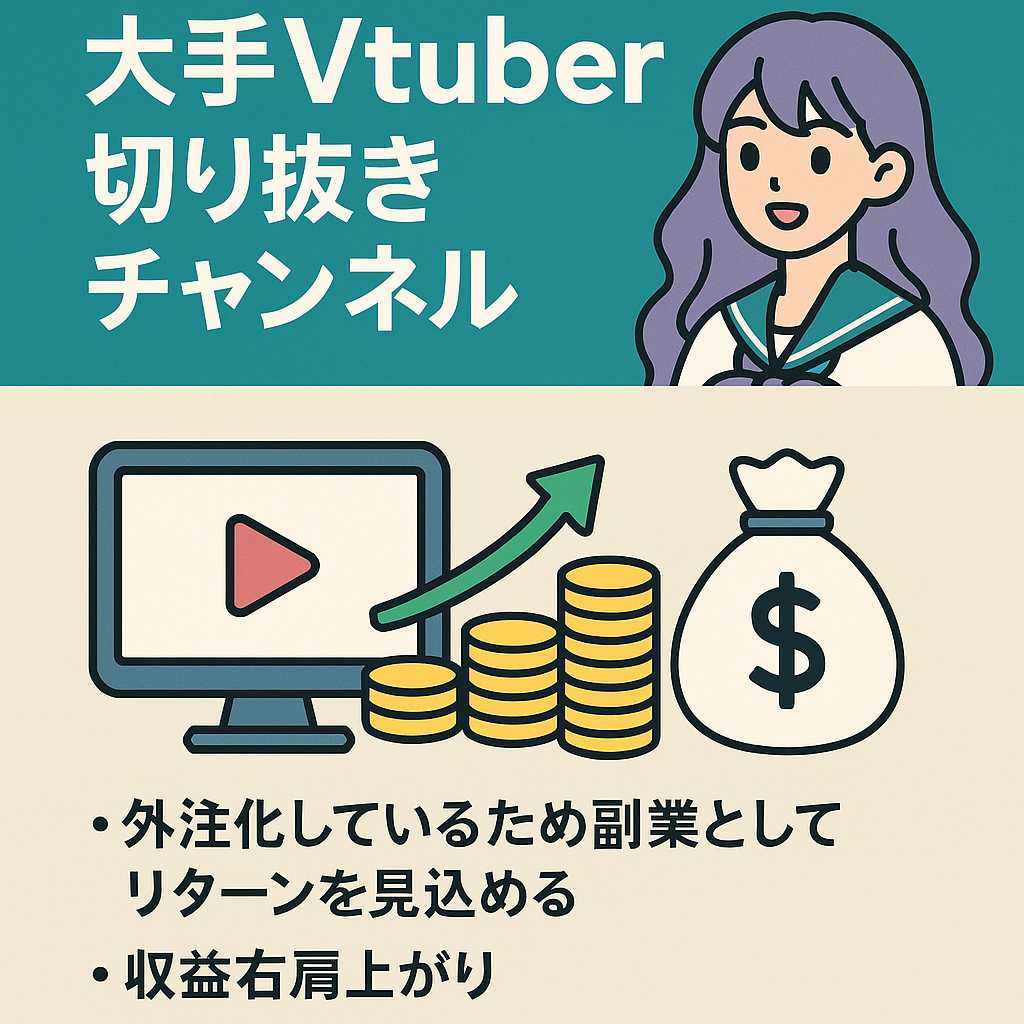 【月間収益50万円超！ 登録者14,000人】大手Vtuber切り抜きチャンネル【外注化済】