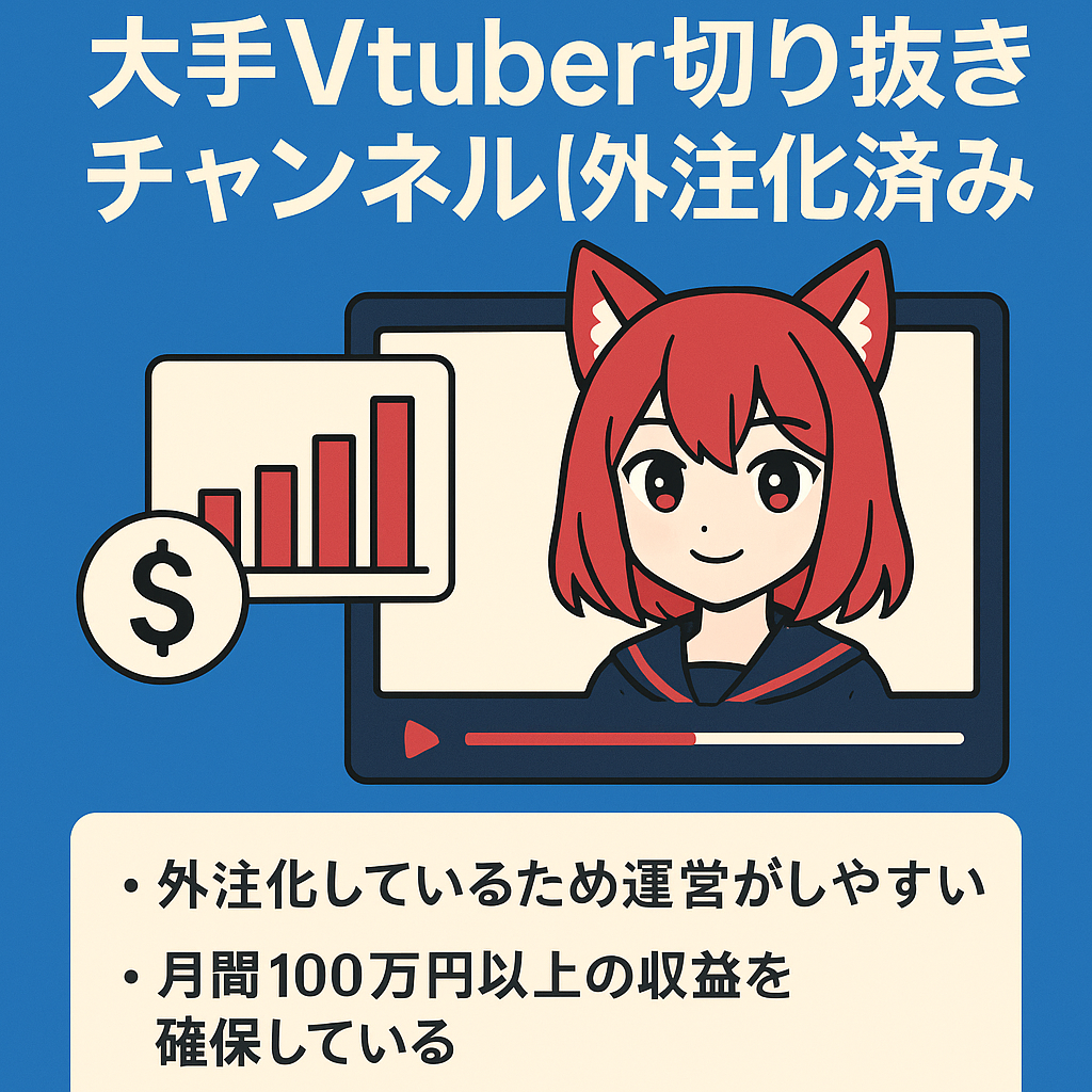 【総収益2000万円 登録者65,000人】大手Vtuber切り抜きチャンネル【外注化済み】