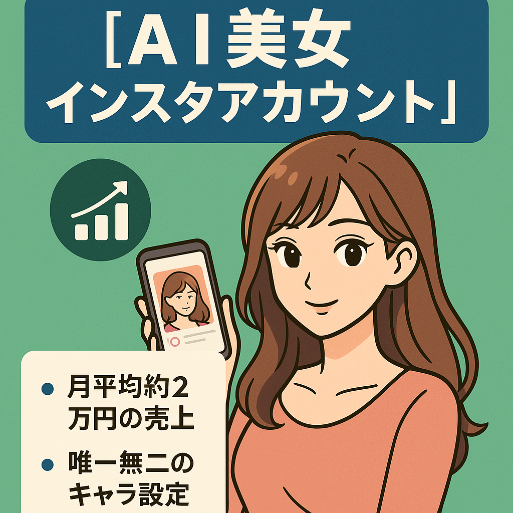 ☆収益化中（月平均2万弱の売上）☆【AI美女インスタアカウント】固定キャラ、生成ノウハウ、LoRAプレゼント（顔固定）、誰でも運用可能