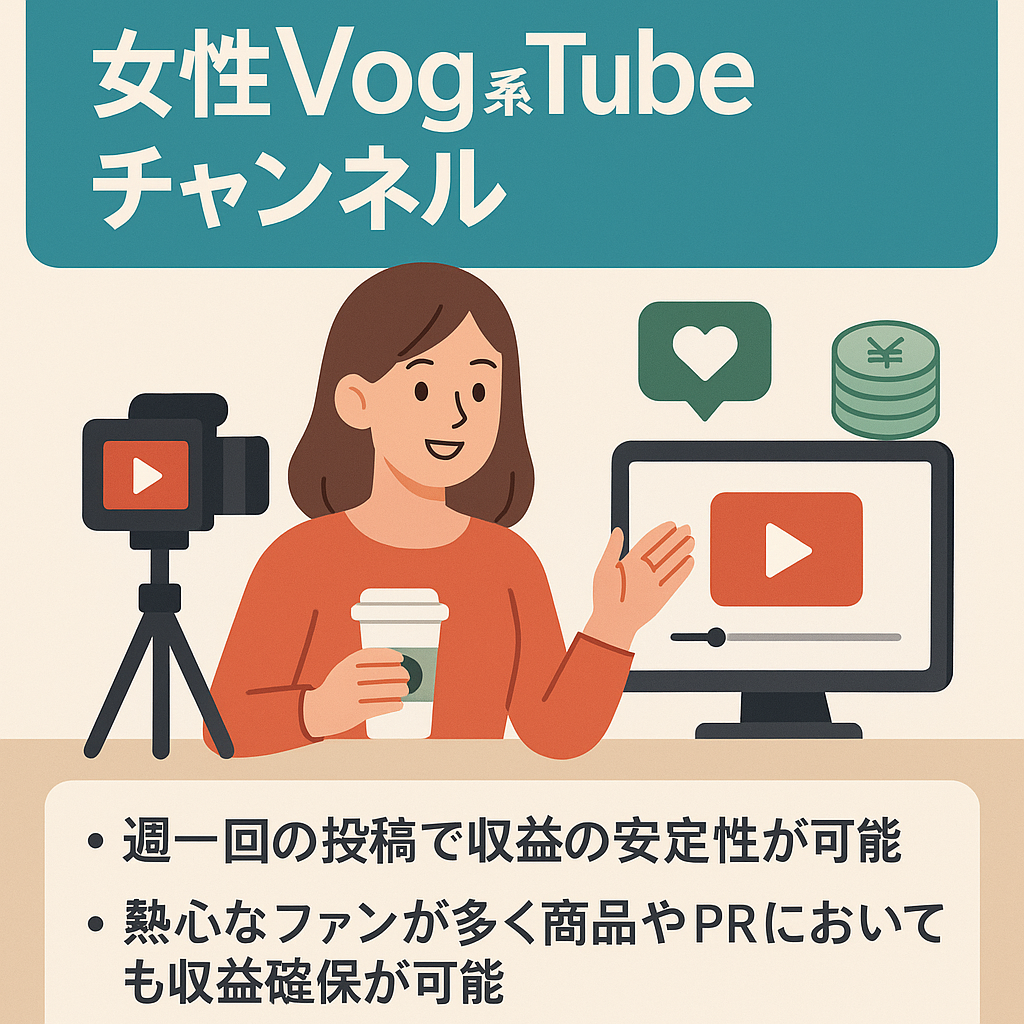 【属人性の女性Vlog系YouTubeチャンネル】有料メンバーシップ多数、企業タイアップの依頼多数の穴場案件です！