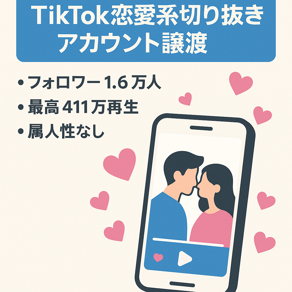 恋愛系切り抜き：【TikTok 1.6万人フォロワー】伸びしろ抜群！属人性無し/最高411万再生/ PV数が多いので他SNSに誘導することができます。