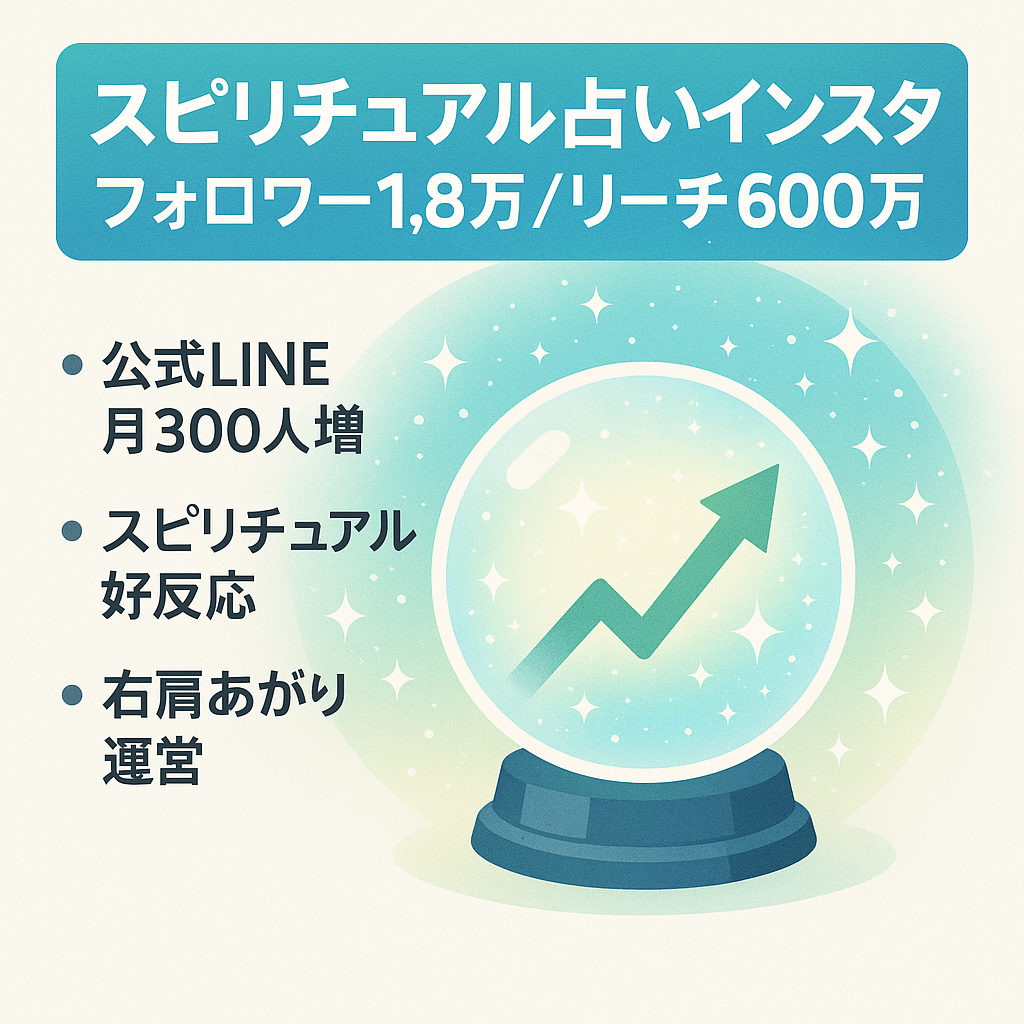 Instagramフォロワー1.8万以上 スピリチュアル 占いアカウント 月間リーチ600万越え