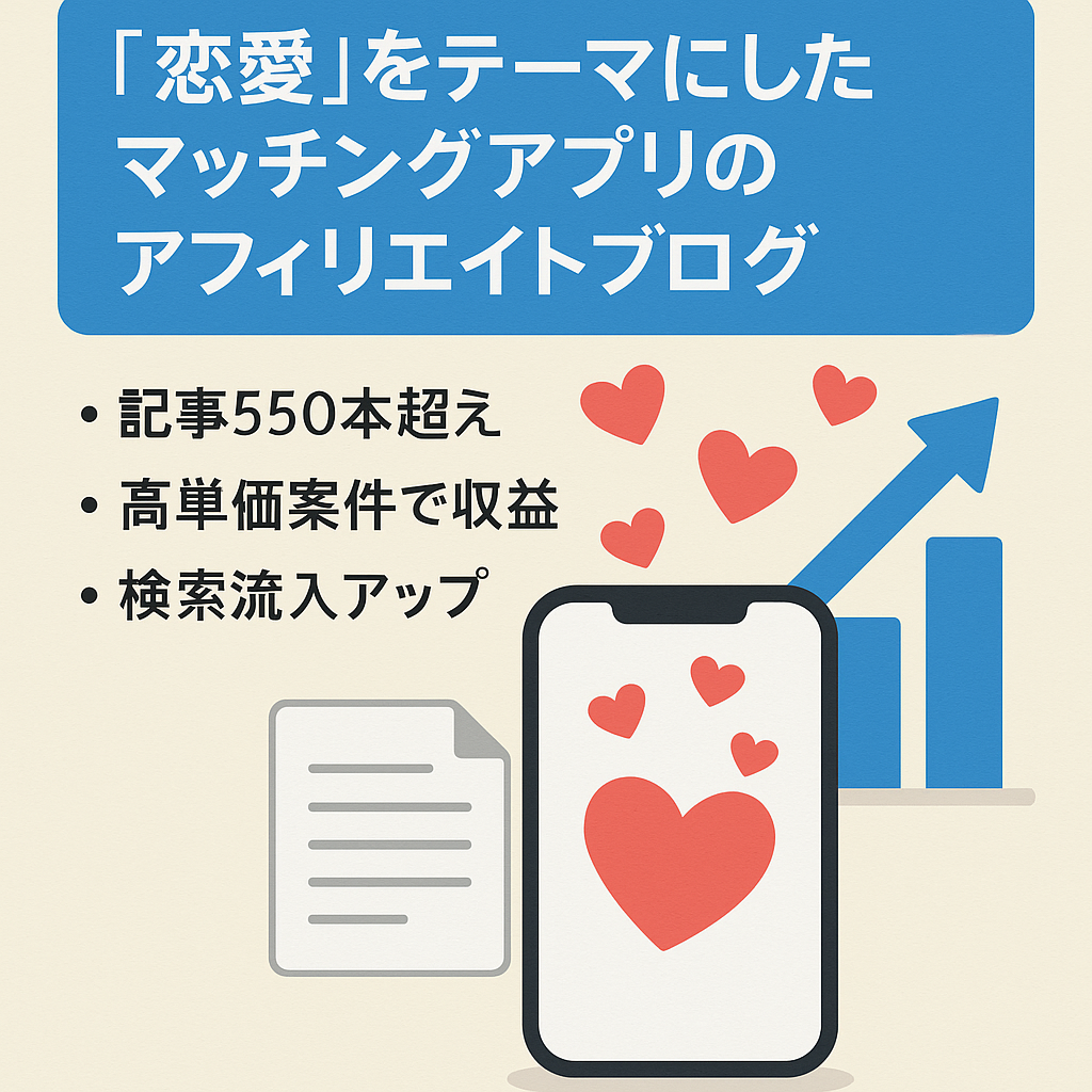 「恋愛」をテーマにしたマッチングアプリのアフィリエイトブログ