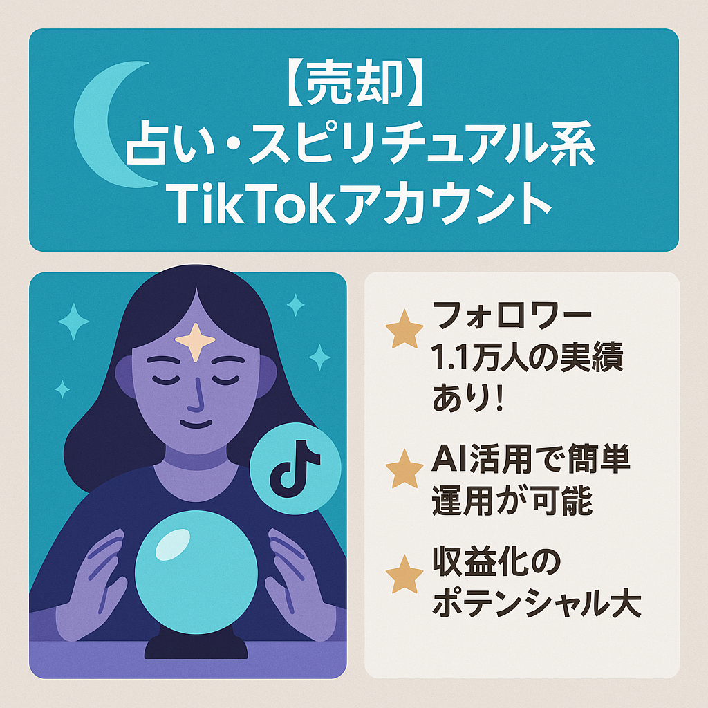【売却】占い・スピリチュアル系 TikTok アカウント（フォロワー1.1万人）