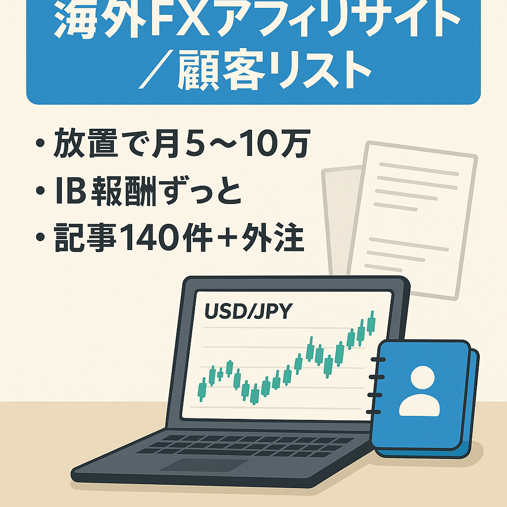 【放置で毎月5〜10万円の利益】海外FXのアフィリエイトのサイトとLINE顧客リスト譲渡