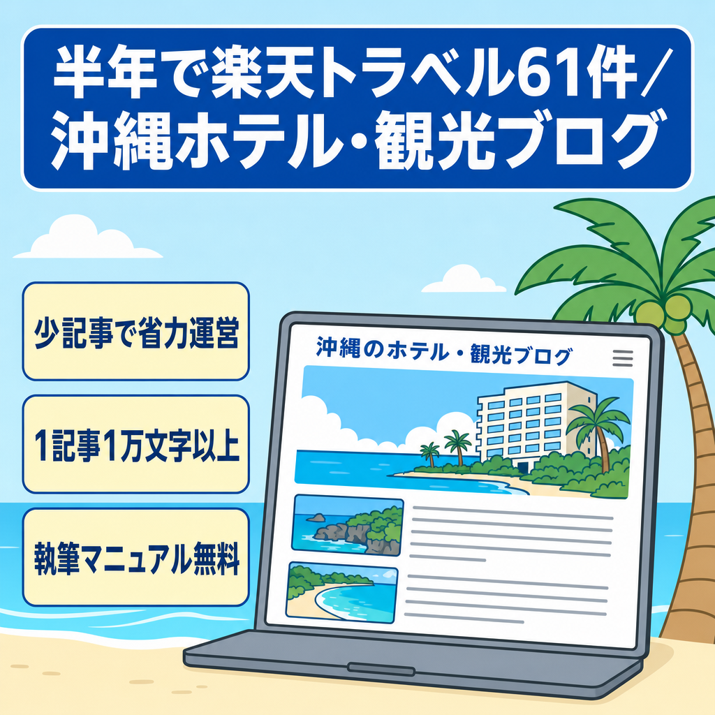 【楽天トラベル61件＆約2.2万円の確定実績/半年累計】沖縄特化のホテル・観光情報ブログ｜DR14の強力ドメインで運用中