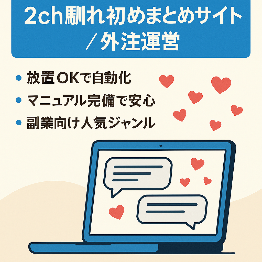 【放置で収益発生・完全外注】【2ch馴れ初め】【運営マニュアル付き】【外注スタッフの紹介】