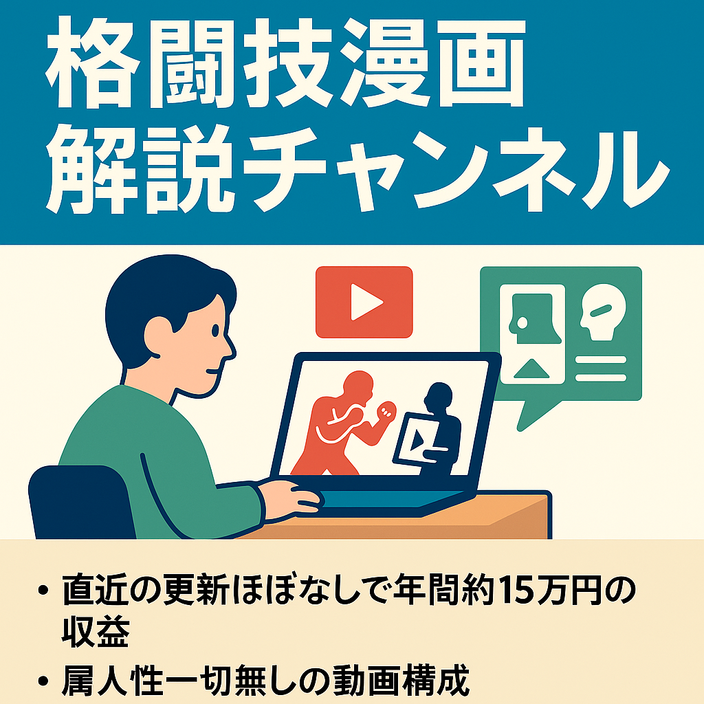 【登録者数11000人超！】完全放置でも安定収益！人気格闘技漫画解説チャンネル　#運営再開で規模拡大 #簡単編集【完全外注可能】