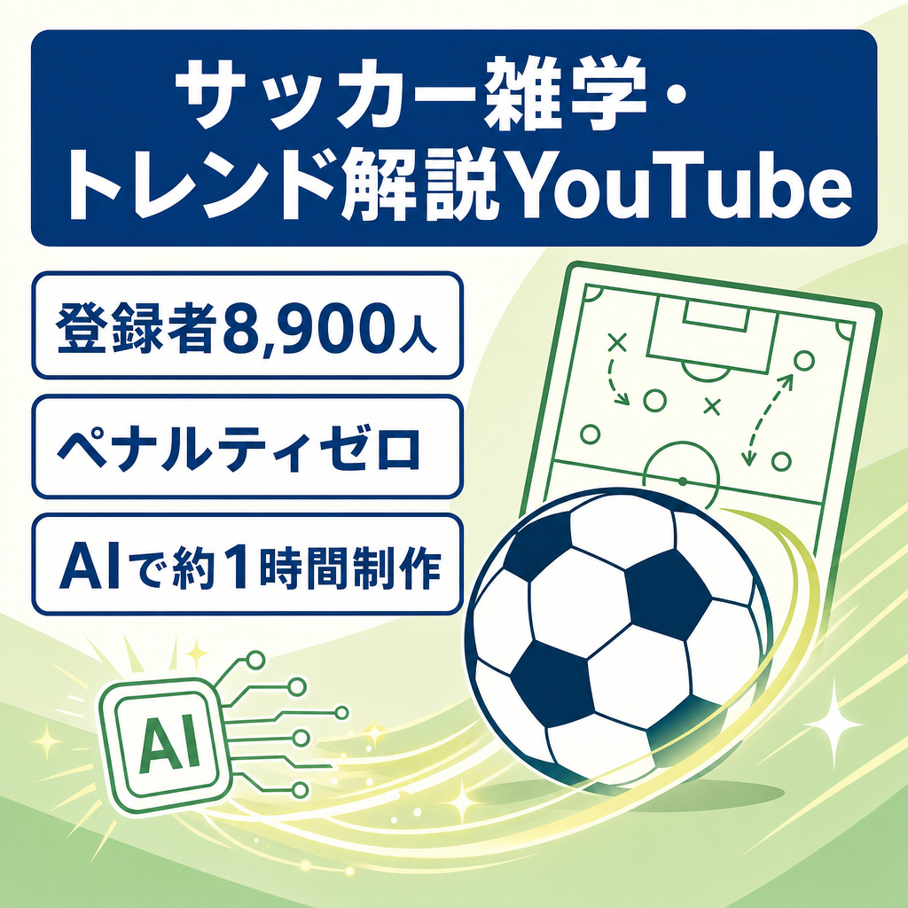 サッカー雑学・トレンド解説YouTube・非属人・登録者8,900人｜AIテンプレ・マニュアル完備