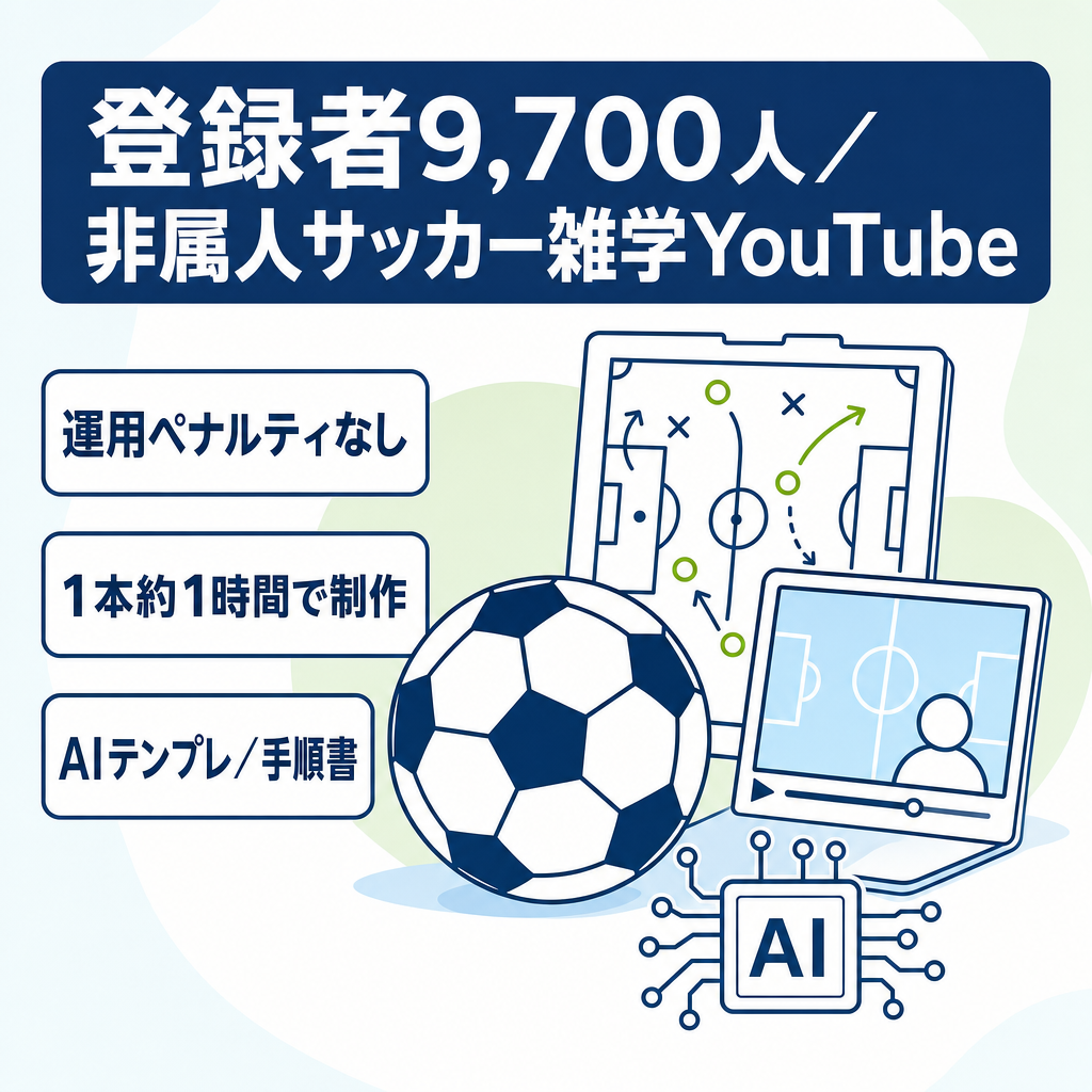 サッカー雑学・トレンド解説YouTube・非属人・登録者9,700人｜AIテンプレ・マニュアル完備