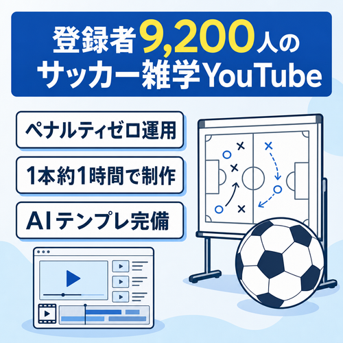 サッカー雑学・トレンド解説YouTube・非属人・登録者9,200人｜AIテンプレ・マニュアル完備