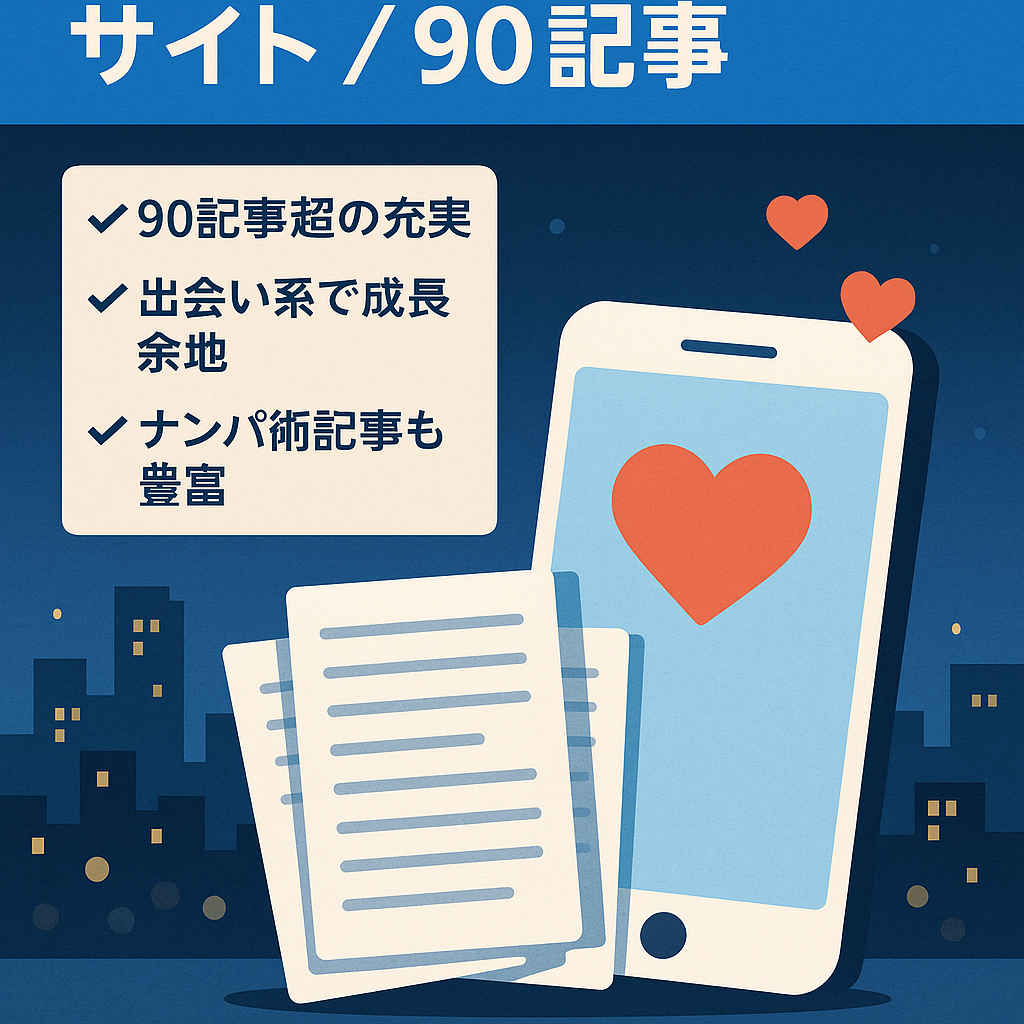 【すぐに運用可能】出会い系ジャンルのアフィリエイトサイト【90記事以上】