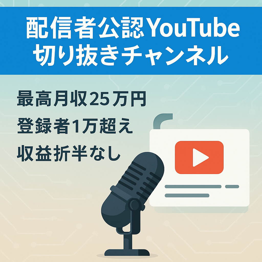 【最高月収25万円＋YouTube登録者1万人突破！！！】有名配信者の切り抜きチャンネル  ※公認の取得済み、折半無しの交渉済み