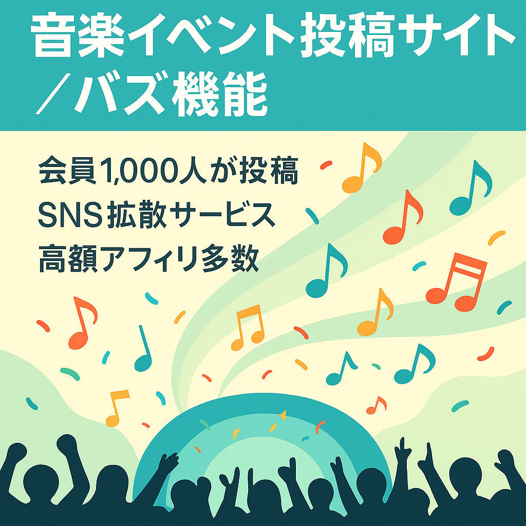 【急成長中】音楽イベント投稿ウェブメディア5,000件以上の大規模サイト/SNSでバズるウェブサービス搭載
