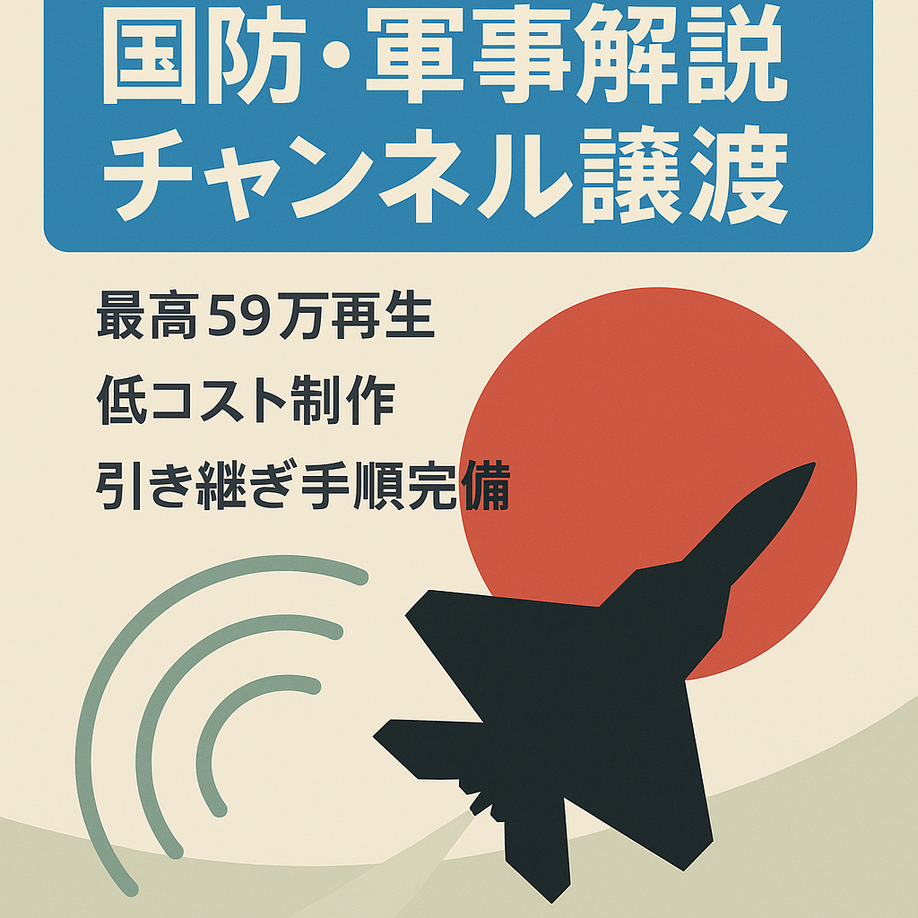 【話題性抜群のジャンル】日本の国防・軍事系解説チャンネル譲渡【最高再生59万回!】