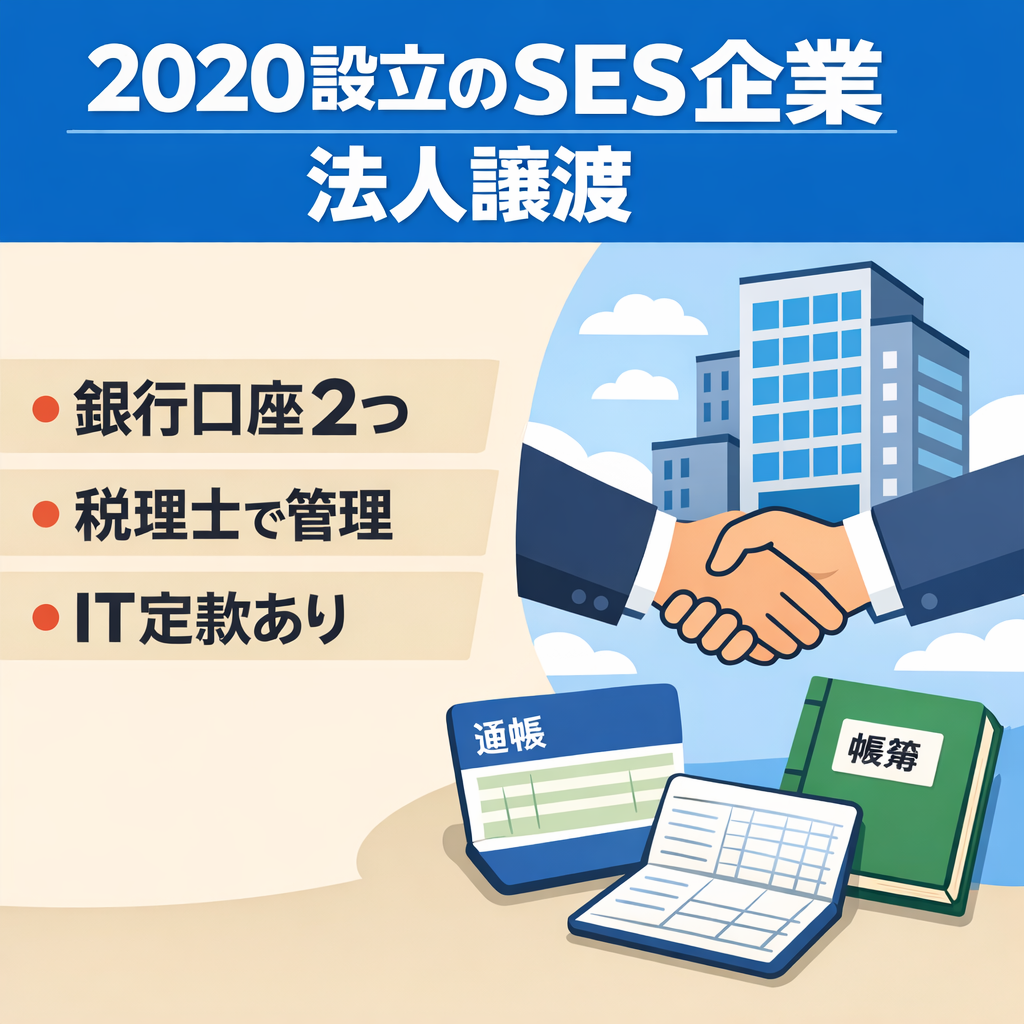 SES企業【法人譲渡】2020年設立・りそな＆ネット銀行口座保有・税理士管理でクリーンな状態