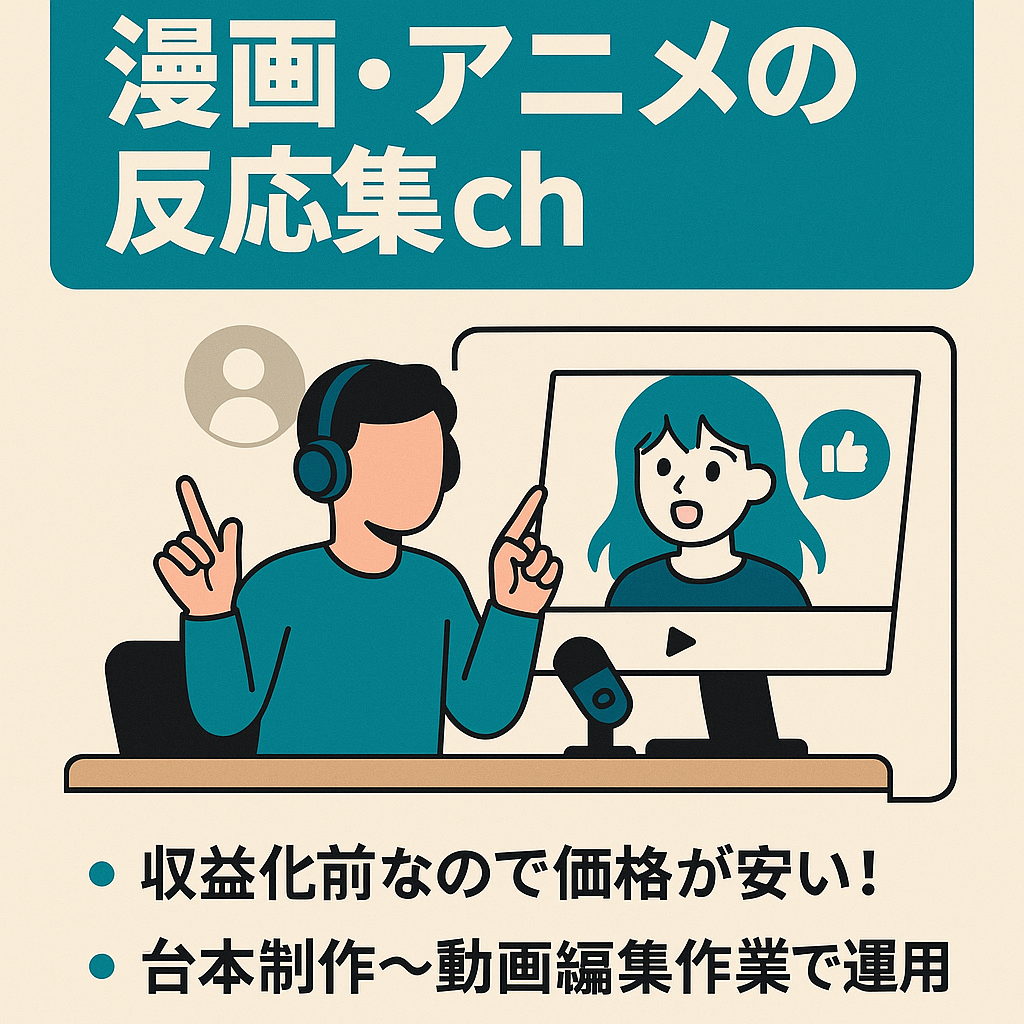 【収益化間近・登録者711人】顔出し・声出し不要/属人性なし/人気漫画・アニメの反応集ch【初心者の方でも運営可能‼︎】