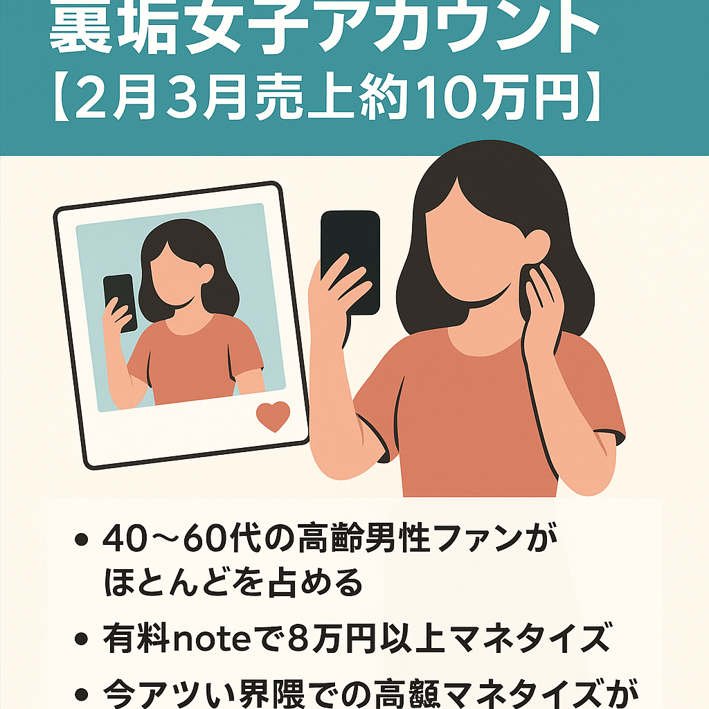 【2月3月売上合計約10万円】裏垢女子アカウント/撮影した写真も譲渡/数か月に渡り継続的に収益あり【ファン化済/属人性低】