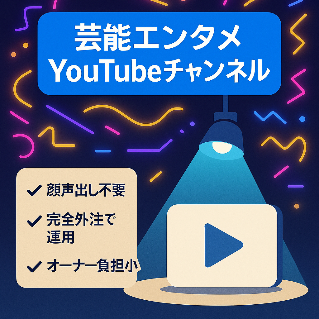 【安定運営】芸能エンタメYoutubeチャンネル【外注紹介可能で手間少なめ】