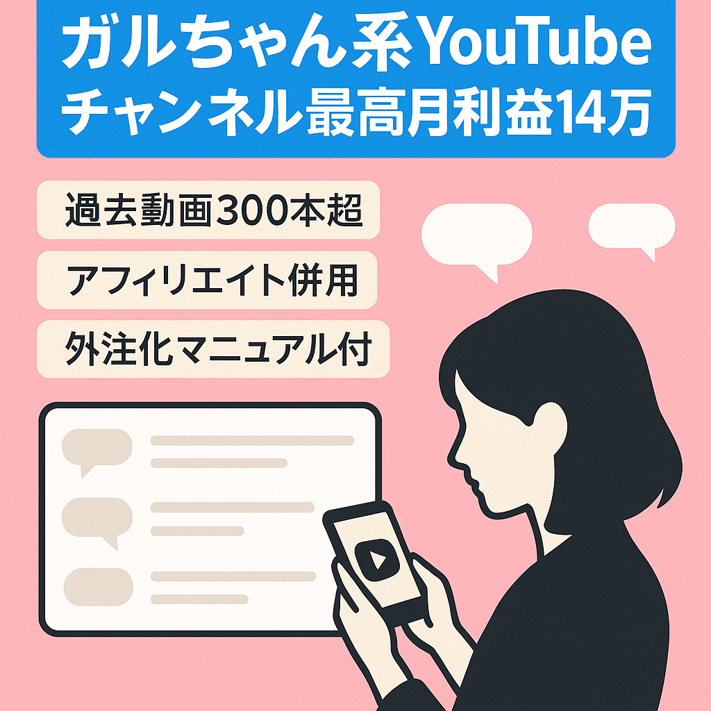 【最高月利益14万円】人気の高収益ジャンル。ガルちゃんch｜1日30分で運営可能！ 【完全マニュアル付】