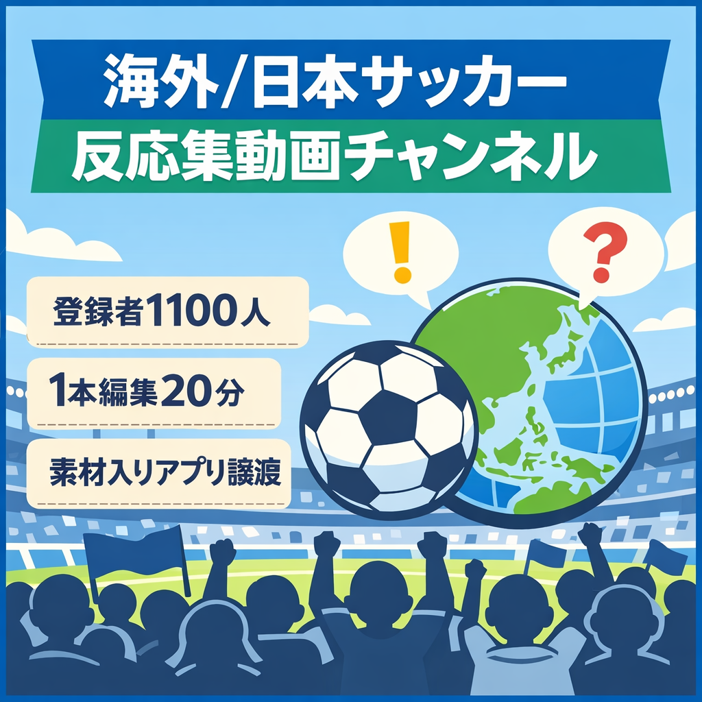 【海外サッカー&日本人のサッカー事情をネット民の反応と共に紹介する系チャンネル】登録者1100人 1本の平均編集時間20分