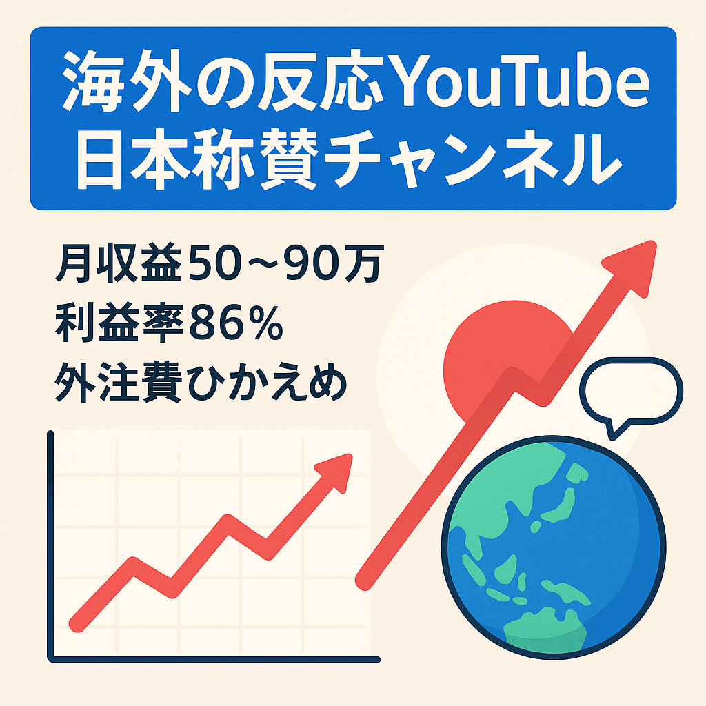 【月収益50～90万以上で安定！利益率86％！】日本称賛系の海外の反応チャンネル【登録者2.4万人】