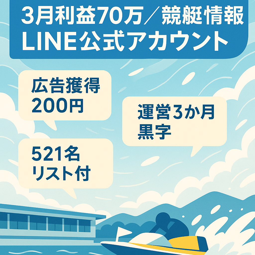 【3か月運営、3月営業利益703,493円】競艇情報メディア（公式LINEアカウント）
